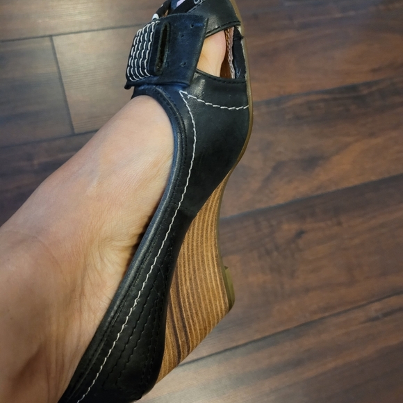 Open toes black Wedges shoes - Picture 6 of 8